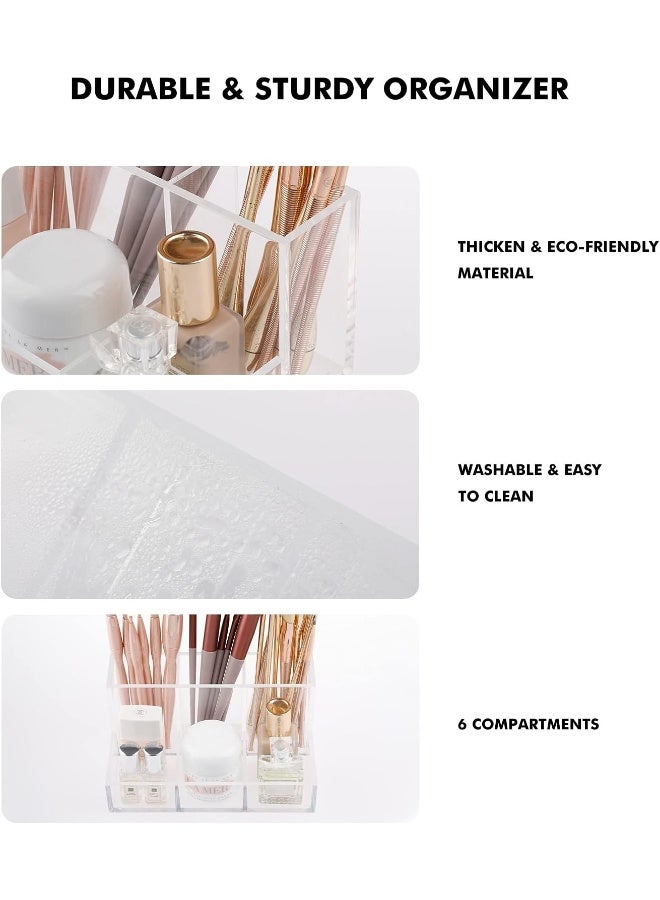 TPGP Clear Makeup Brush Holder, Cosmetics Organizer With 6 Compartments - Image 5