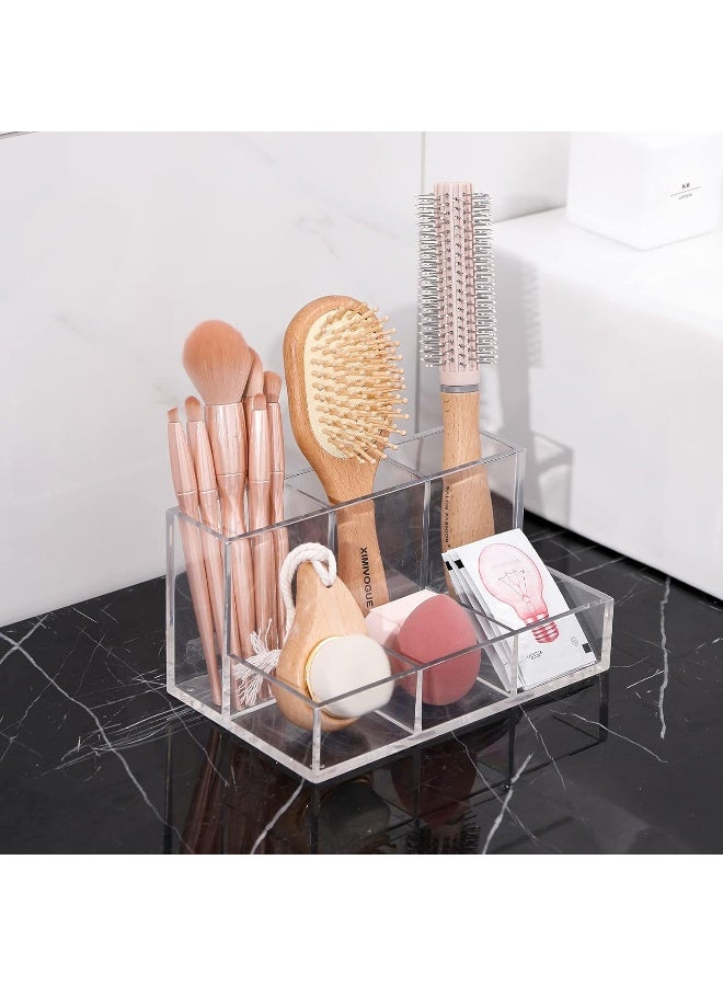 TPGP Clear Makeup Brush Holder, Cosmetics Organizer With 6 Compartments - Image 4