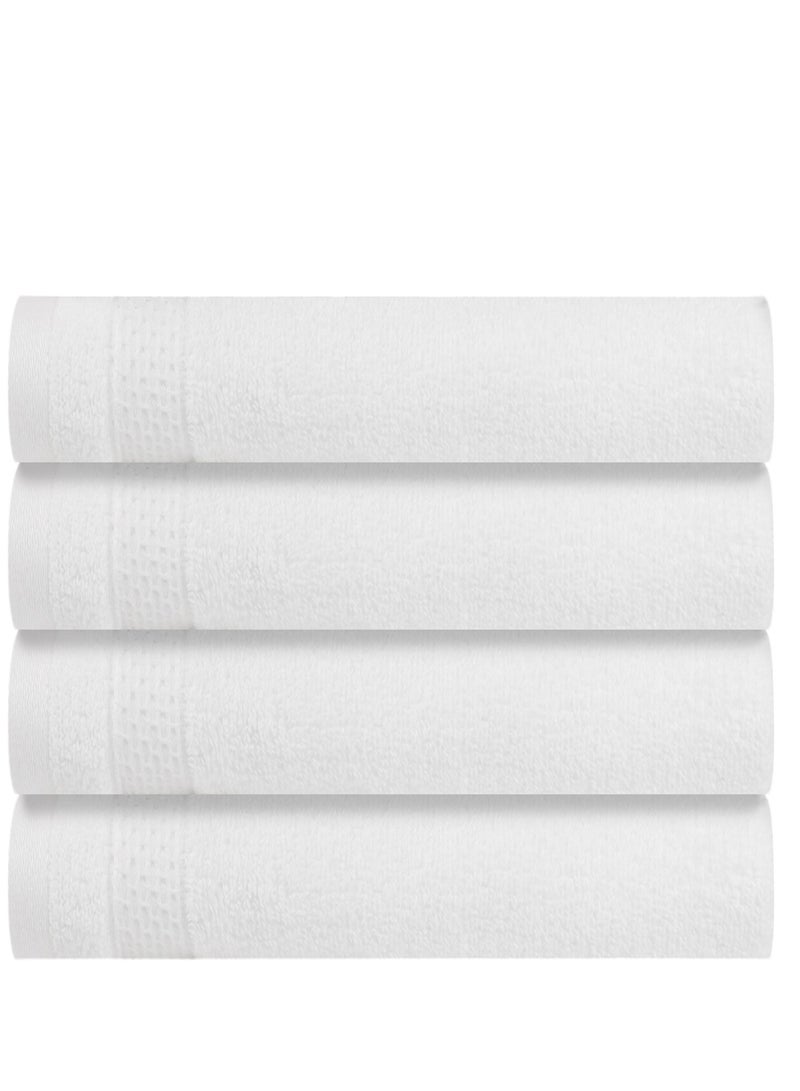 REZLAN UAE REZLAN Premium 4-Piece Hand Towel Set - 100% Cotton (40×60 cm/16×24 in) - Soft & Absorbent - WHITE  - Image 1