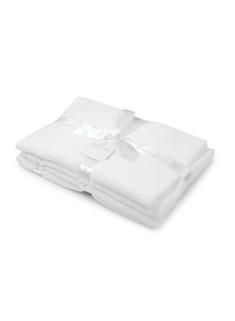 REZLAN UAE REZLAN Premium 4-Piece Hand Towel Set - 100% Cotton (40×60 cm/16×24 in) - Soft & Absorbent - WHITE  - Image 2