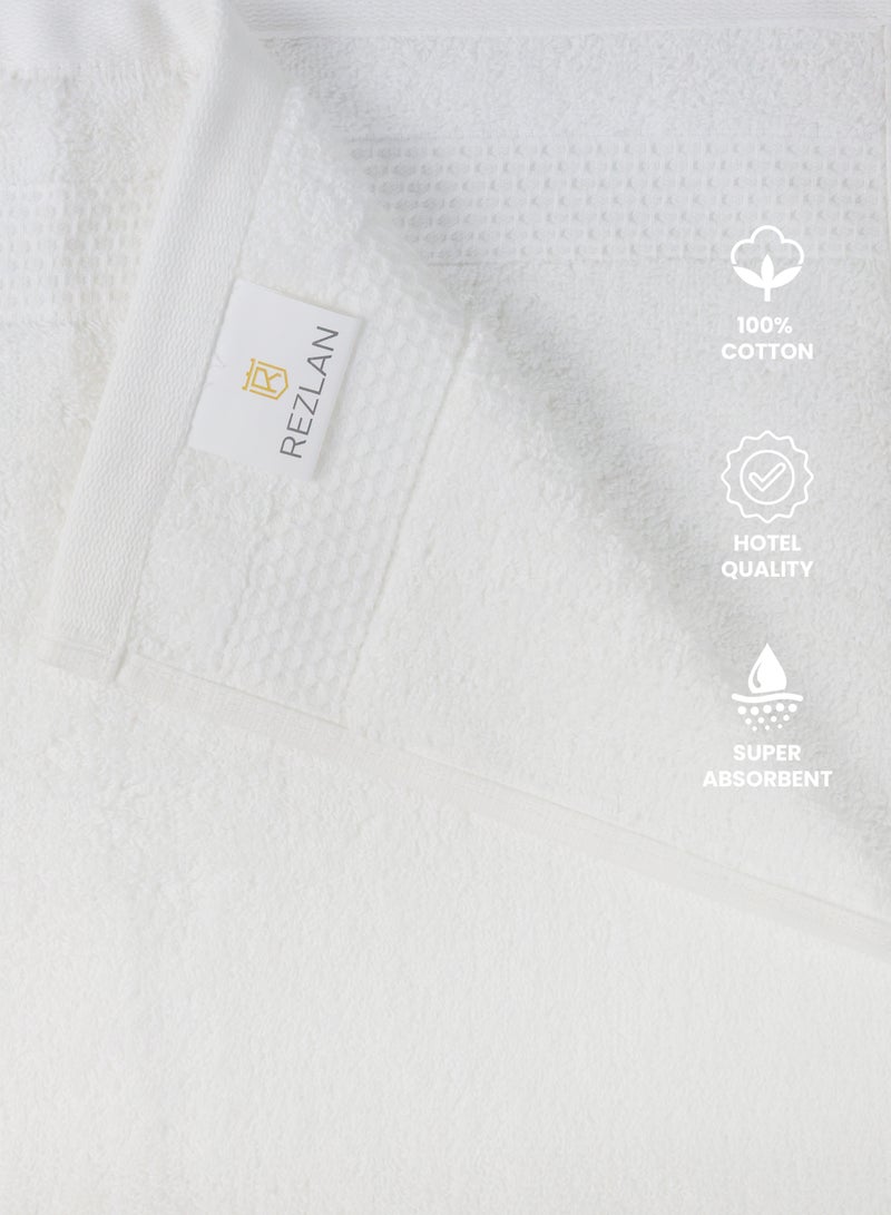 REZLAN UAE REZLAN Premium 4-Piece Hand Towel Set - 100% Cotton (40×60 cm/16×24 in) - Soft & Absorbent - WHITE  - Image 5