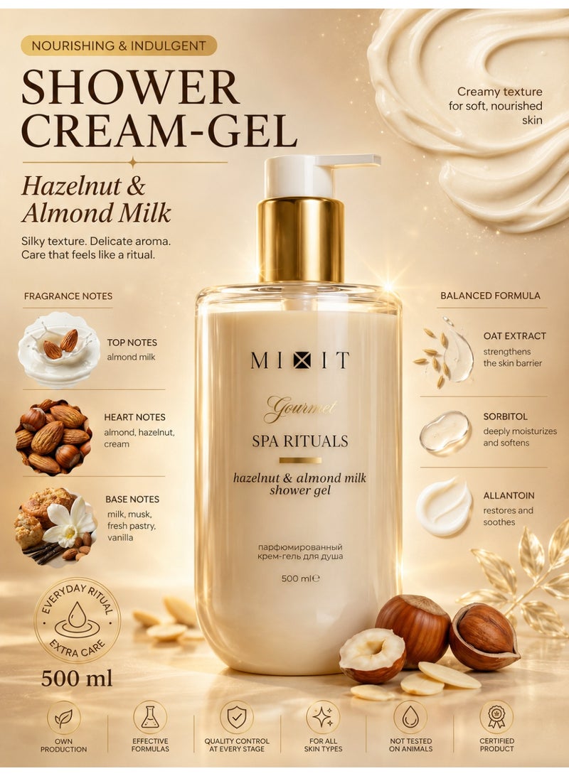 MIXIT Spa Rituals Gourmet Hazelnut & Almond Milk Shower Gel, Moisturizing Creamy Body Wash, 500ml - Image 2