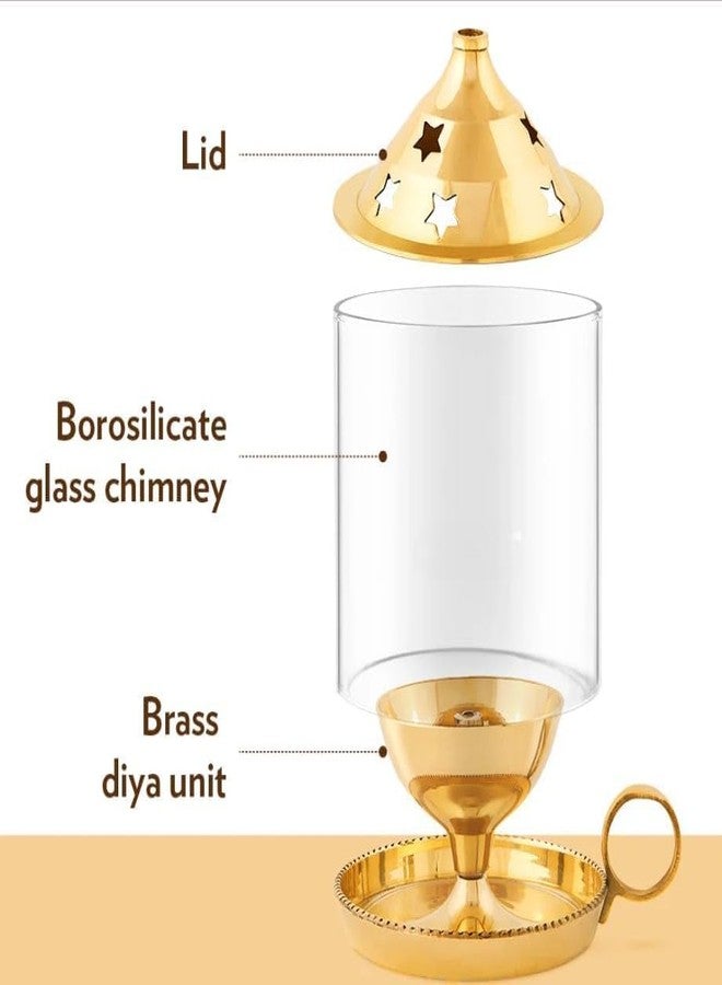 ServDharm Brass Akhand Diya (Large, 6.5 Inches, 40 ml Oil Capacity) - Image 3