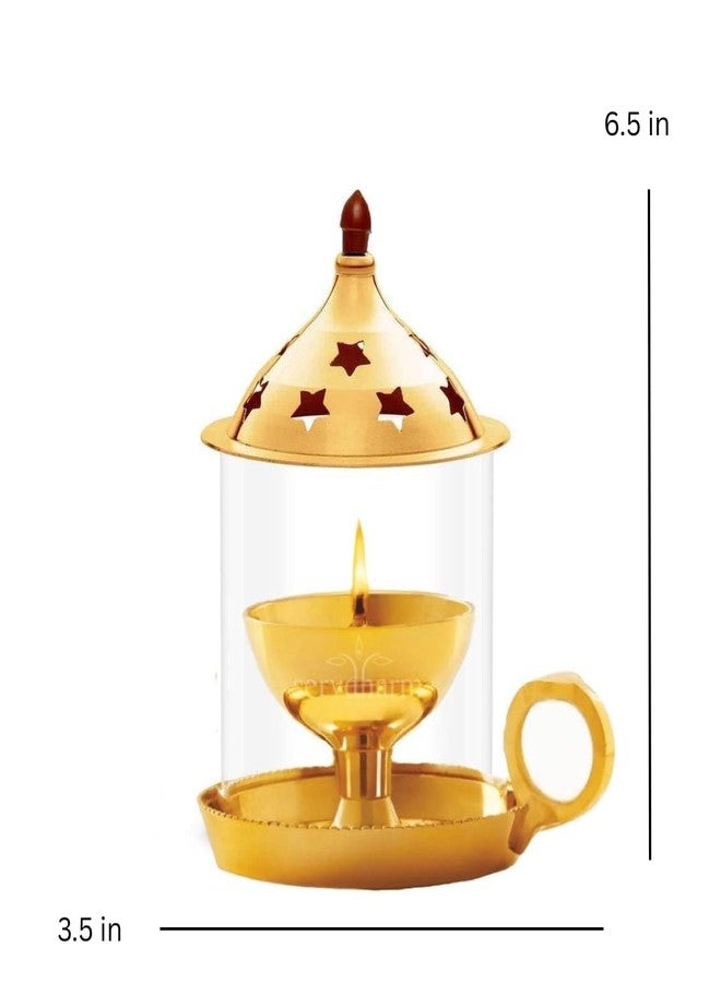 ServDharm Brass Akhand Diya (Large, 6.5 Inches, 40 ml Oil Capacity) - Image 2