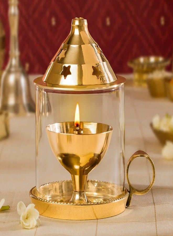 ServDharm Brass Akhand Diya (Large, 6.5 Inches, 40 ml Oil Capacity) - Image 1