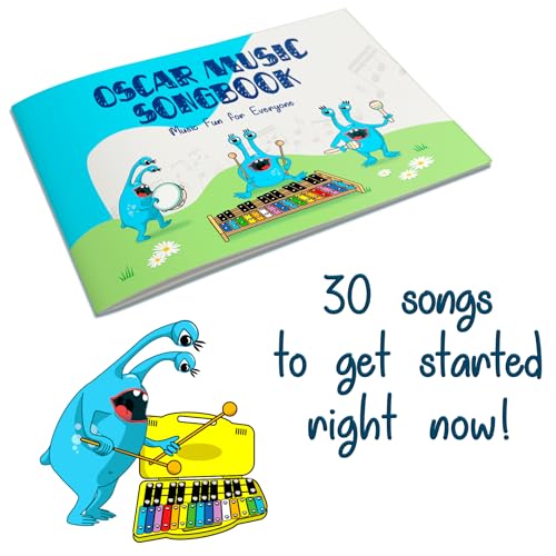 MINIARTIS Glockenspiel Xylophone | 25 Note Colorful Metal Keys Xylophone for Kids | Percussion Musical Instrument | Educational Music Toy Includes Music Songbook, Mallets and Yellow Carry Case - Image 5