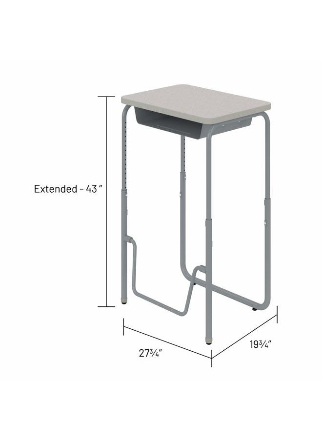 Safco - Products AlphaBetter 2.0 Height – Adjustable Student Desk with Swinging Footrest Bar and Book Box, Sit to Stand, 29”-43” w, Pebble Gray - Image 1