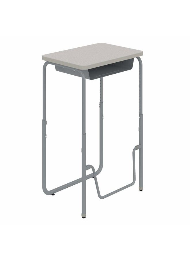 Safco - Products AlphaBetter 2.0 Height – Adjustable Student Desk with Swinging Footrest Bar and Book Box, Sit to Stand, 29”-43” w, Pebble Gray - Image 1