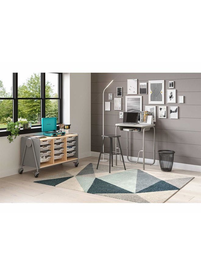 Safco - Products AlphaBetter 2.0 Height – Adjustable Student Desk with Swinging Footrest Bar and Book Box, Sit to Stand, 29”-43” w, Pebble Gray - Image 1