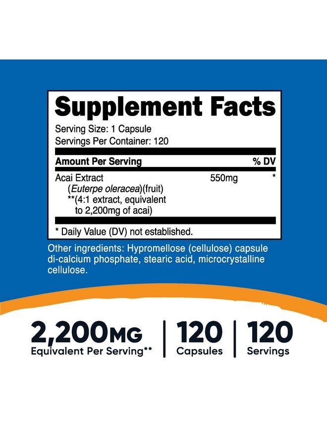 Nutricost Acai Extract 2,200mg, 120 Vegetarian Capsules (Euterpe Oleracea) from 550mg of 4:1 Extract - Non-GMO, Gluten Free - Image 2