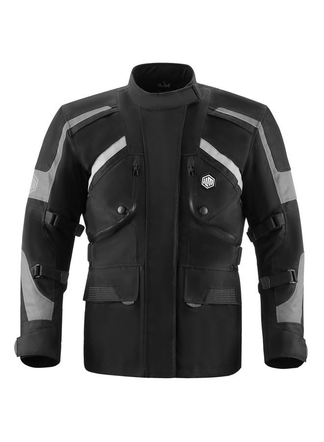ILM Motorcycle Jacket Adventure Mens Riding Armored Airflow Dirt Bike Touring Waterproof Clothing All Season Model RL01, Black, XL - Image 1