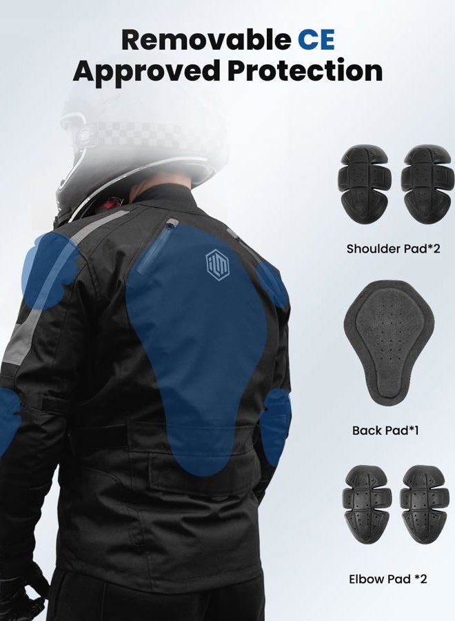 ILM Motorcycle Jacket Adventure Mens Riding Armored Airflow Dirt Bike Touring Waterproof Clothing All Season Model RL01, Black, XL - Image 4