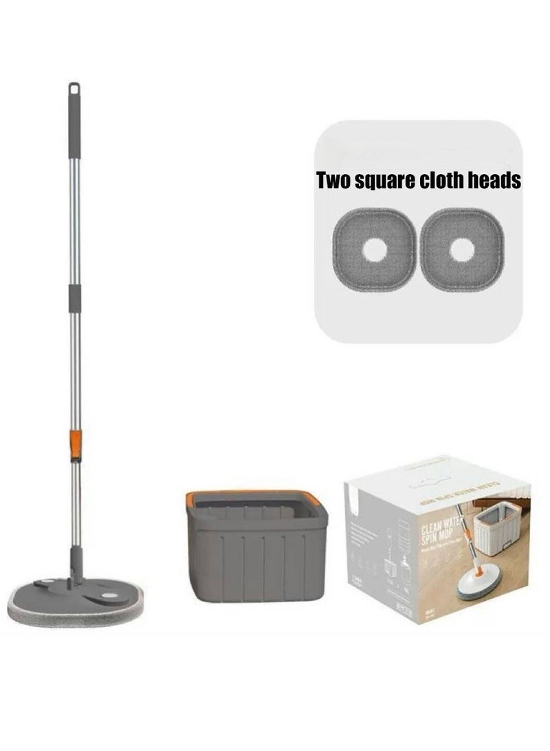 Spin Mop Set, Spin Mop and Bucket Set with Self-Separation Dirty and Clean Water, Height Adjustable, 2 Washable Microfiber Pads Included, Mop Set for Floors, Wall, Window Cleaning（Square） - Image 1