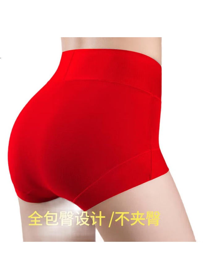 GUJIN Zodiac Year Snake Year Women'S Underwear, Bright Red, High-Waisted, Tummy Control, Plus Size, Three-Pack - Image 1