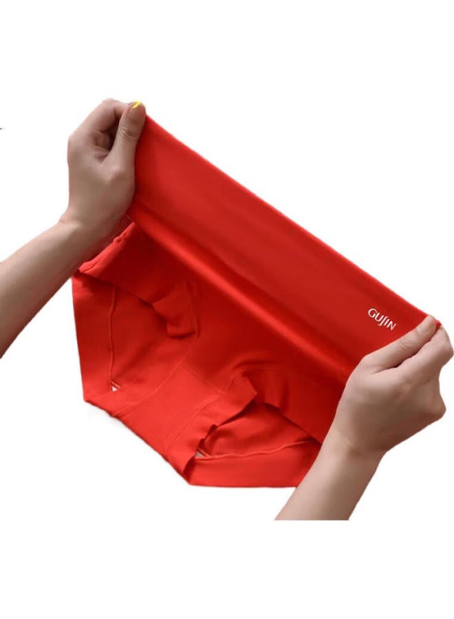 GUJIN Zodiac Year Snake Year Women'S Underwear, Bright Red, High-Waisted, Tummy Control, Plus Size, Three-Pack - Image 3