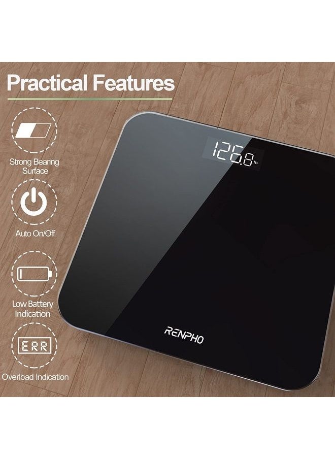 RENPHO Digital Bathroom Scale, Highly Accurate With Lighted Led Display, Round Corner Design, 400 Lb, Black-core 1s  - Image 2