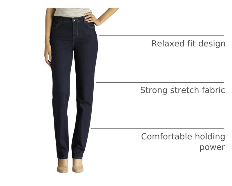 Lee Women's Instantly Slims Classic Relaxed Fit Monroe Straight Leg Jean, Heritage, 16 Long - Image 4