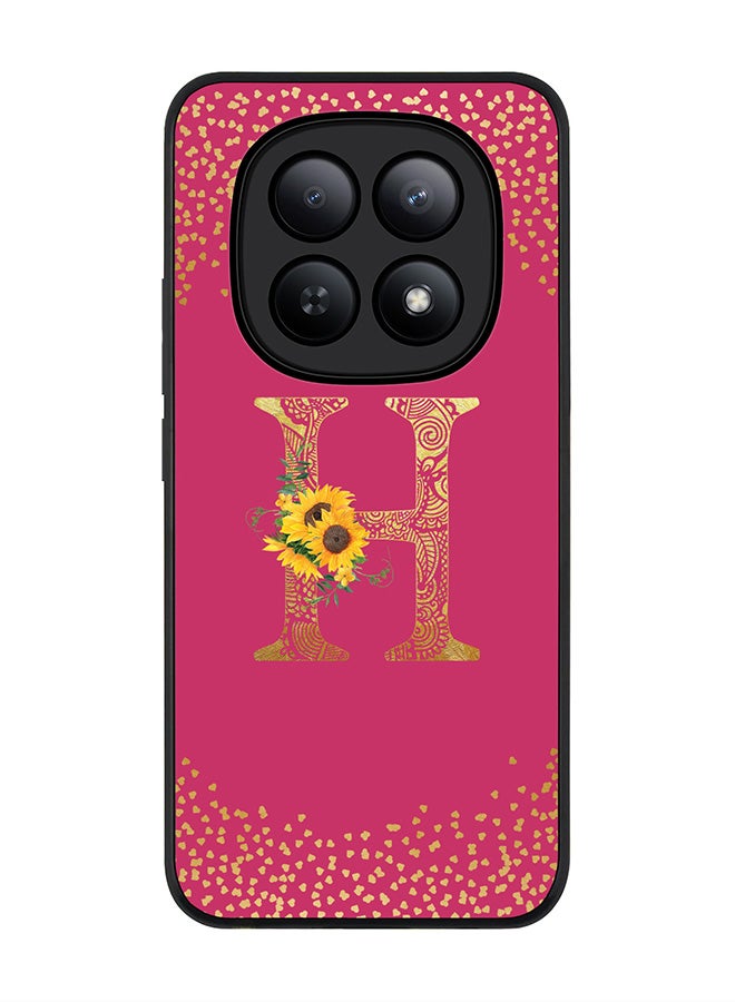 For Xiaomi Redmi Note 15 5G / Poco M8 Case,Slim fit Camera Protection, Shockproof Thin Phone cover  - Custom Floral Monogram - H ( Deep Pink )