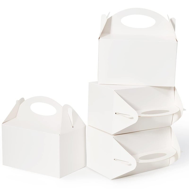 Shallive S6BAI25 White Party Treat Boxes 25 Pcs Candy Gift Bags DIY Party Favor Bags Gable Goodies Boxes Snack Cardboard Box for Kids Birthday Baby Shower Wedding Party Supplies Decoration - Image 1