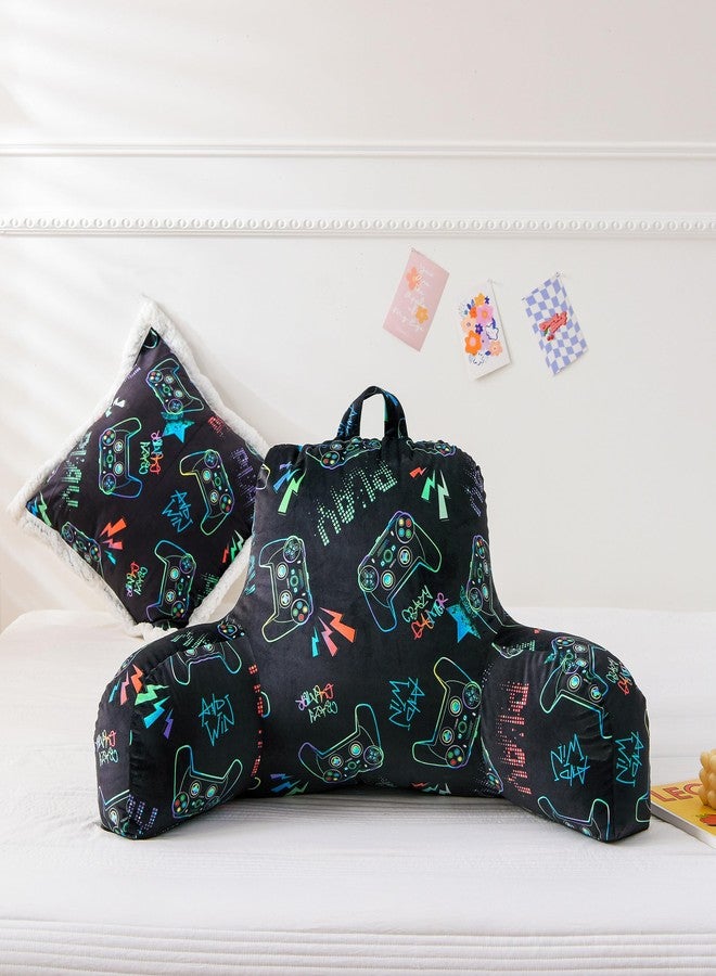 Btargot Reading Pillow Bed Wedge Cartoon Kid Backrest Lounge Cushion with Arms | Back Support for Sitting Up in Bed, Matching Cushion Cover, Game Console - Image 1