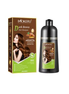 MOKERU Mokeru Dark Brown Hair Color Shampoo with Argan Oil, Avocado & Keratin – 3-in-1 Hair Dye, 500ml  - Image 1