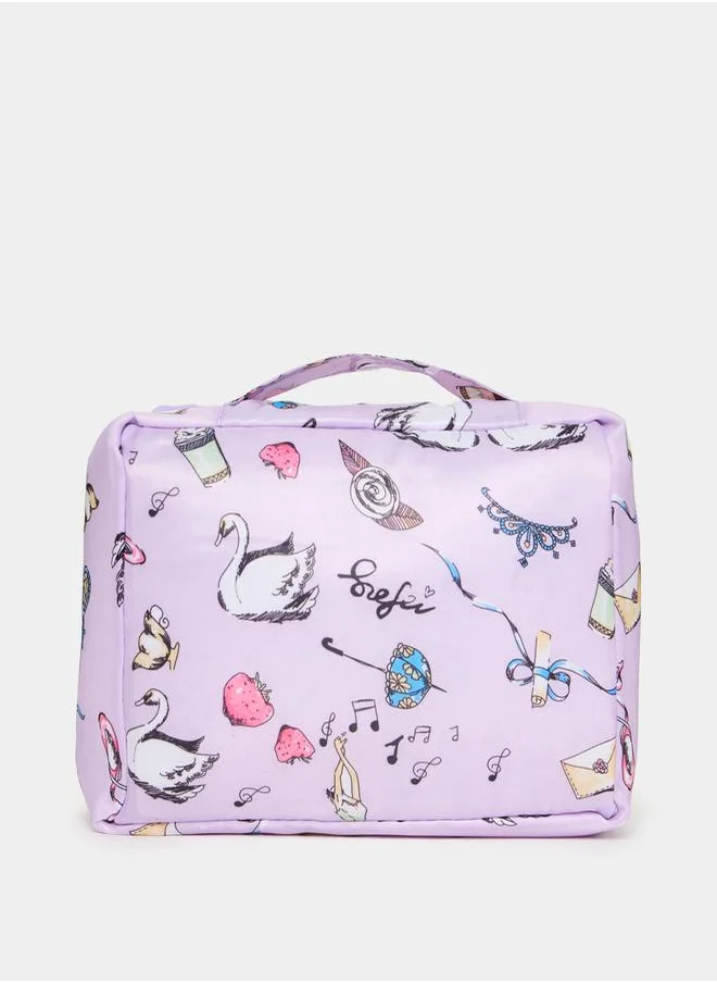 ستايلي Patch Detail Icon Printed Washbag