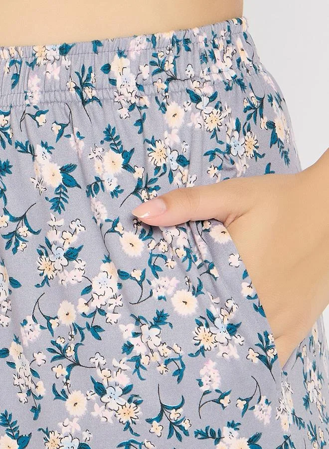 Clovia Clovia Floral Print Short Sleeve Top and Pyjama Set