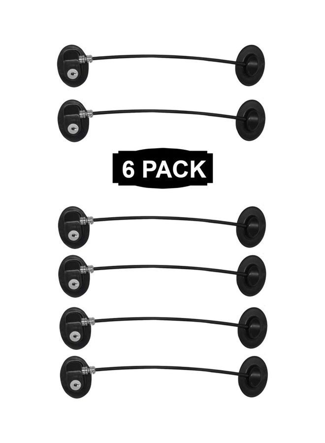 XiuWoo 6-Piece Refrigerator Door Lock With 4 keys Black - Image 1
