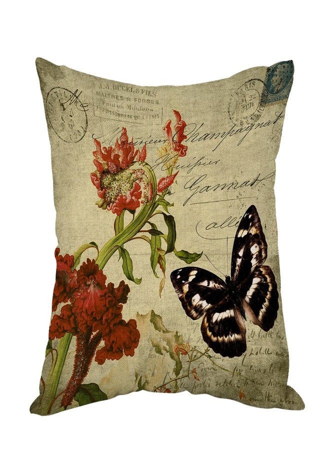Moslion Butterfly Pillow,Home Decorative Throw Pillow Cover Vintage Black Butterfly with Flower Cotton Linen Cushion for Couch/Sofa/Bedroom/Livingroom/Kitchen/Car 18 x 18 inch Square Pillow case - Image 1