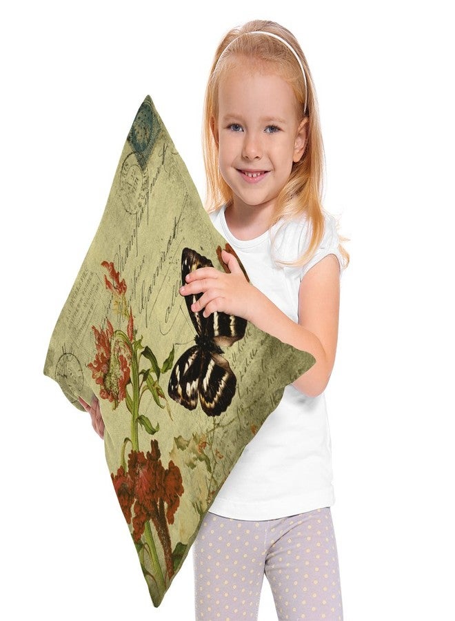 Moslion Butterfly Pillow,Home Decorative Throw Pillow Cover Vintage Black Butterfly with Flower Cotton Linen Cushion for Couch/Sofa/Bedroom/Livingroom/Kitchen/Car 18 x 18 inch Square Pillow case - Image 5