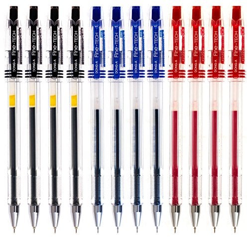 DONG-A Fine-Tech, BC30141 0.3mm, Gel Ink Roller Ball Pens, Black/Blue/Red (Pack of 12) - Image 3