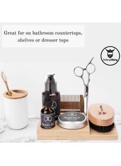 Striking Viking Beard Caddy Countertop Bathroom Organizer For Beard Products - Beard Product Holder For Beard Oil,Beard Balm,Beard Wash,Beard Comb,Beard Brush & Scissors (1Pc Organizer Caddy)  - Image 4
