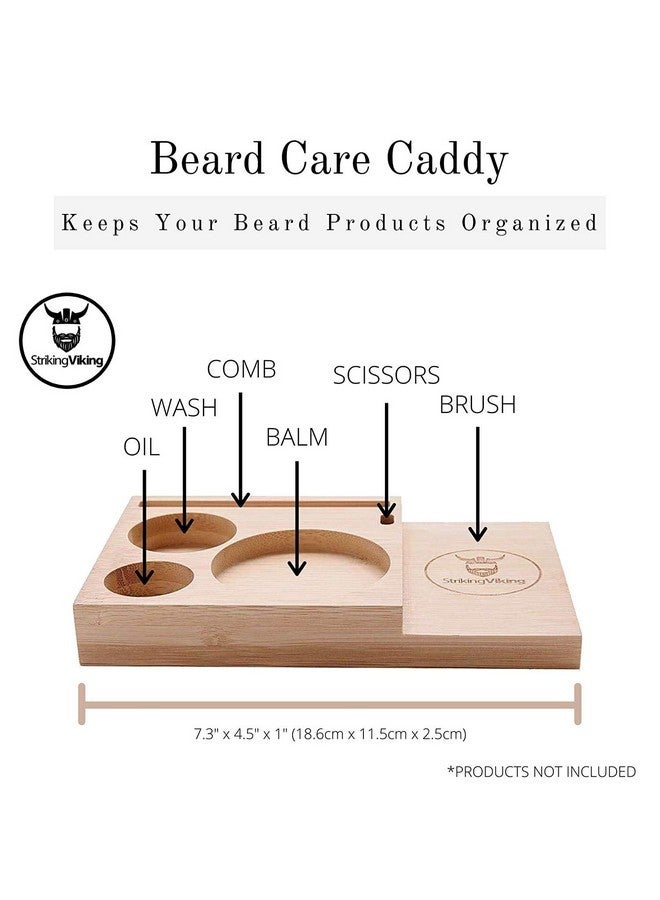 Striking Viking Beard Caddy Countertop Bathroom Organizer For Beard Products - Beard Product Holder For Beard Oil,Beard Balm,Beard Wash,Beard Comb,Beard Brush & Scissors (1Pc Organizer Caddy) - Image 2