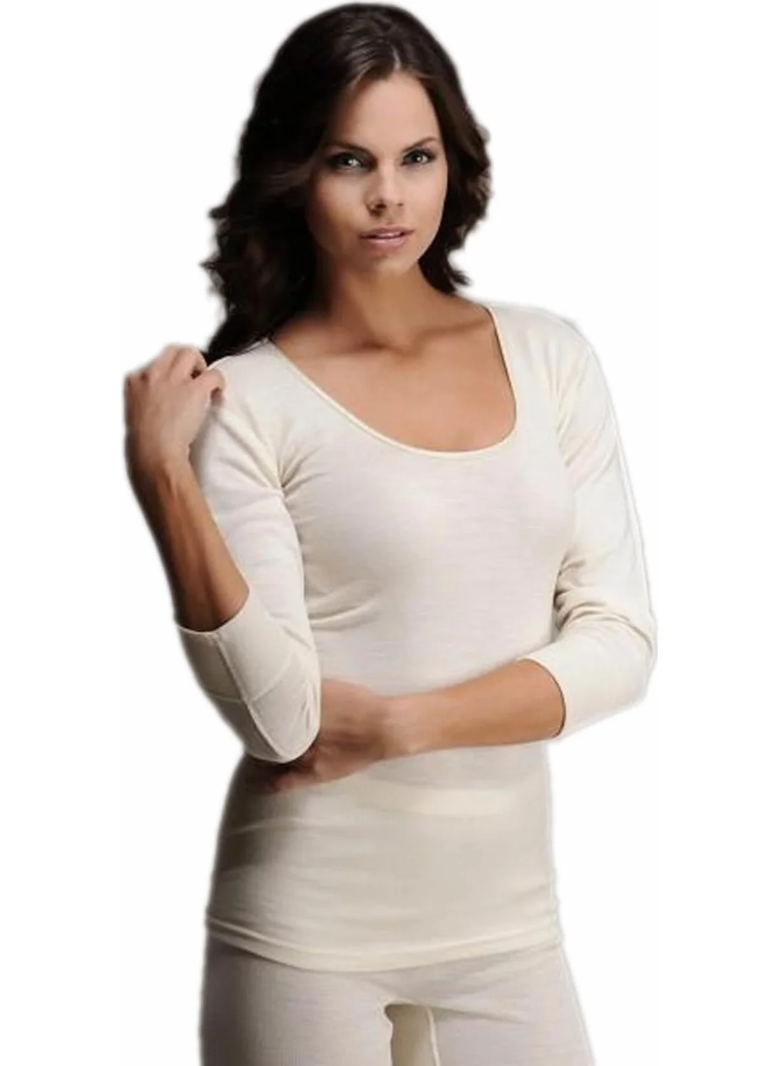 Hasyün 75% Merino Wool, 25% Acrylic Rib Women's Long Sleeve Thermal Underwear