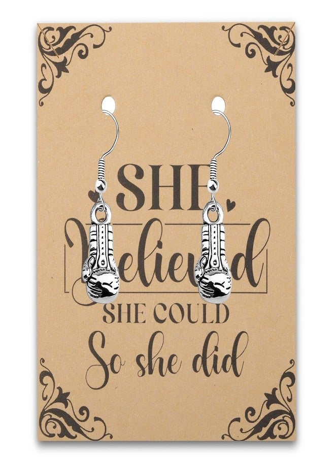 PLITI Boxing Gloves Earrings Boxing Gift Boxing Lover Gift She Believed She Could So She Did Gift For Boxing player (believed boxing earrings) - Image 1
