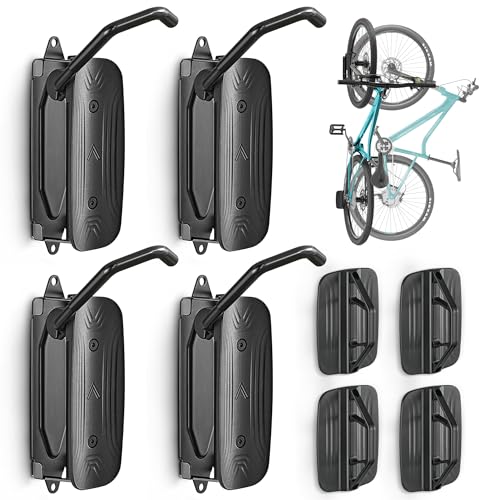 monTEK Swivel Bike Wall Mount, Bike Hangers for Garage, Space-Saving Vertical Bike Rack, Sturdy Bike Storage Rack Holds Up to 66lbs, Easy to Install, 4 Pack - Image 2