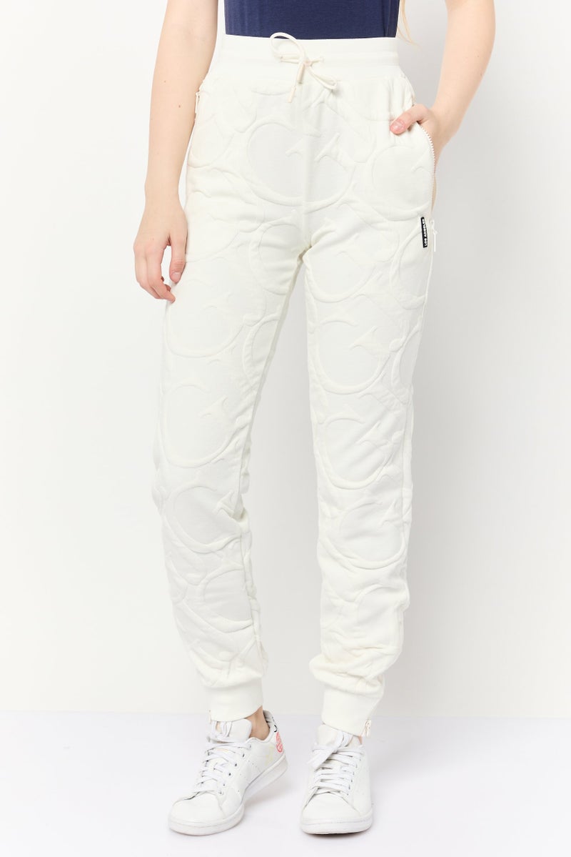 GUESS Women Regular Fit Brand Logo Sweatpants, White  - Image 1