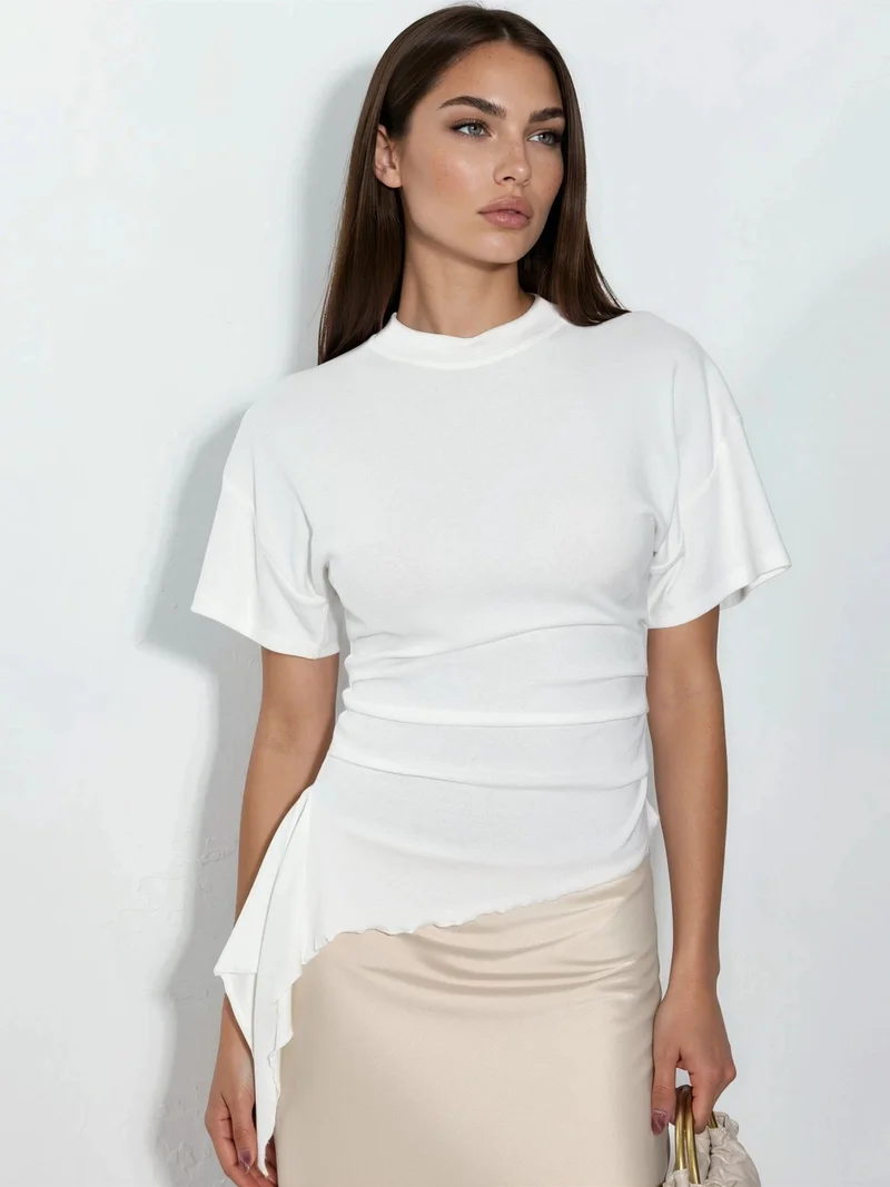 بوسيم BUSEM Oversized Crew Neck Drape Blouse