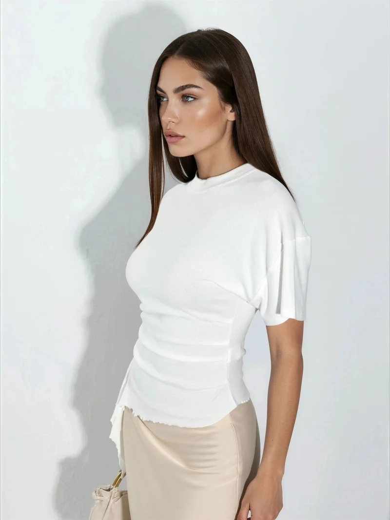 بوسيم BUSEM Oversized Crew Neck Drape Blouse