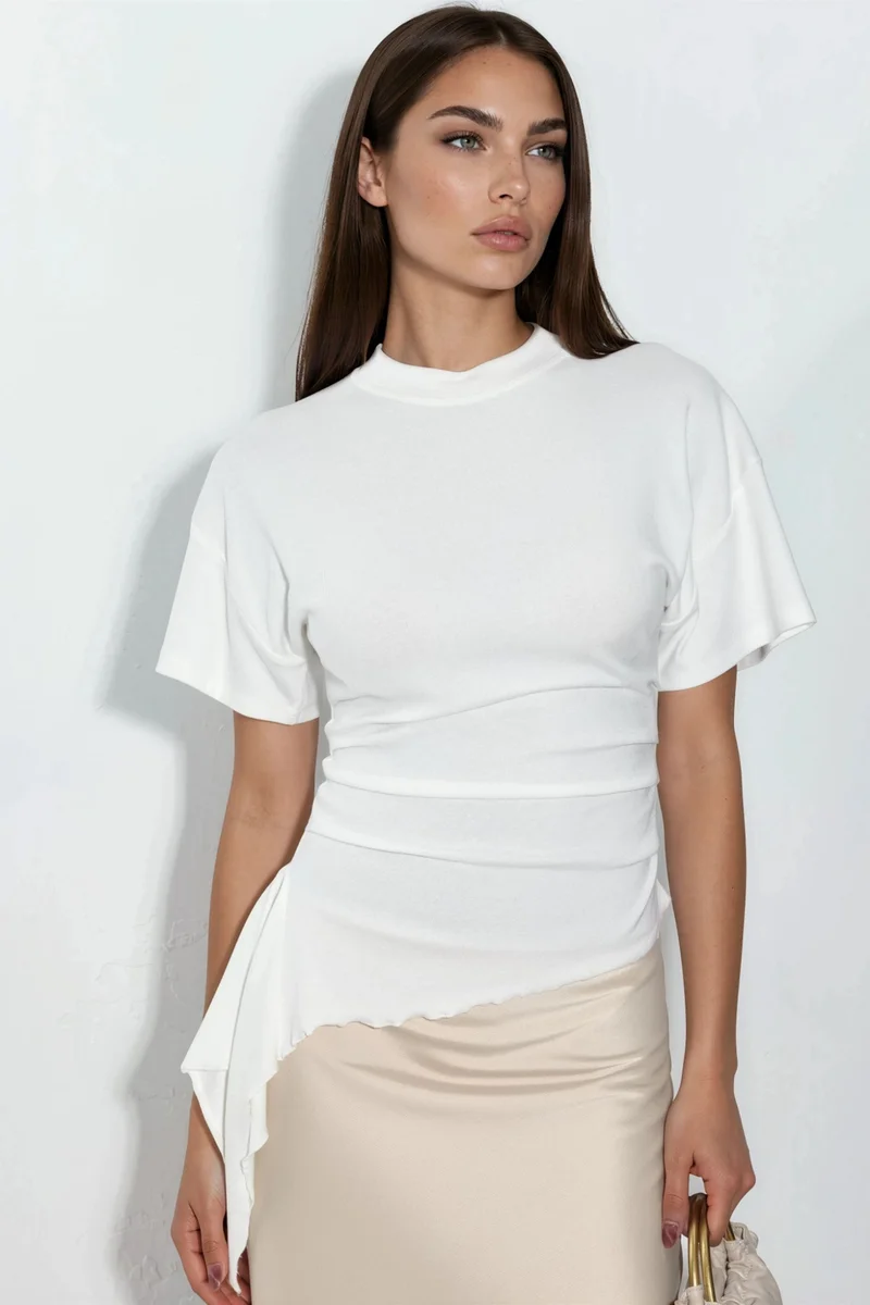 بوسيم BUSEM Oversized Crew Neck Drape Blouse