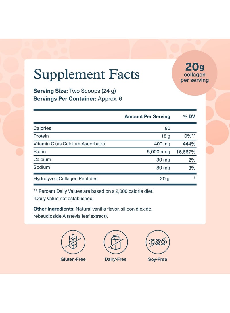 youtheory Collagen Powder Vanilla Flavor 20 G Supports Natural Collagen production for healthy skin, hair, nails and joints Net Wt. 4.7 Oz 133G - Image 3