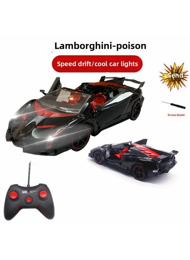 Hot Sale Children's Toy Remote Control Car Rechargeable Electric High Speed Drift Racing Car Model Boy Car Toy Free Shipping-Color:30cm Rambo/Black Red/one-on Open Convertible-Proportion:E-Commerce Equipment/two Sets Of Rechargeable Batteries/dual Charge - Image 1