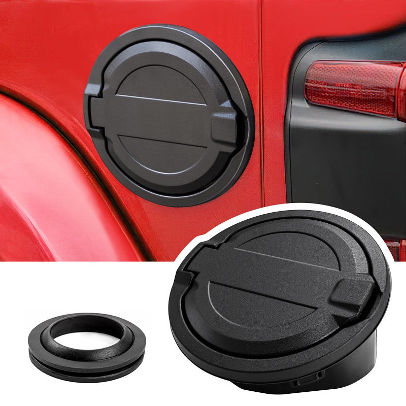 Gas Cap Cover Fuel Tank Door for 20182023 2024 Jeep Wrangler JL JLU 24 Door Banhao ABS Aluminum Alloy Construction Black