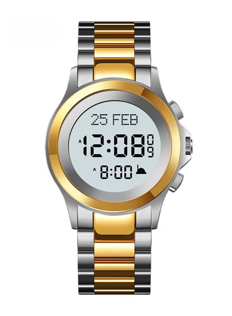 سكمي ساعة SKMEI 2270 فضية وذهبية إسلامية لأوقات الصلاة وتذكير الأذان واتجاه القبلة. - Image 1