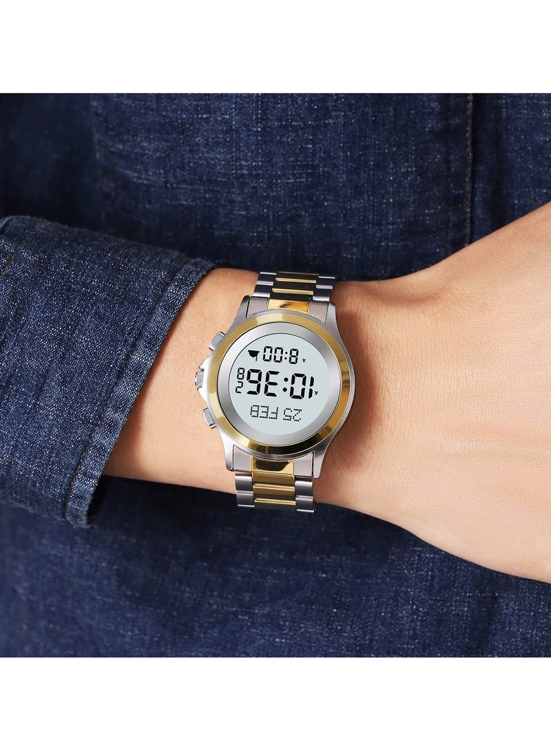 سكمي ساعة SKMEI 2270 فضية وذهبية إسلامية لأوقات الصلاة وتذكير الأذان واتجاه القبلة. - Image 2