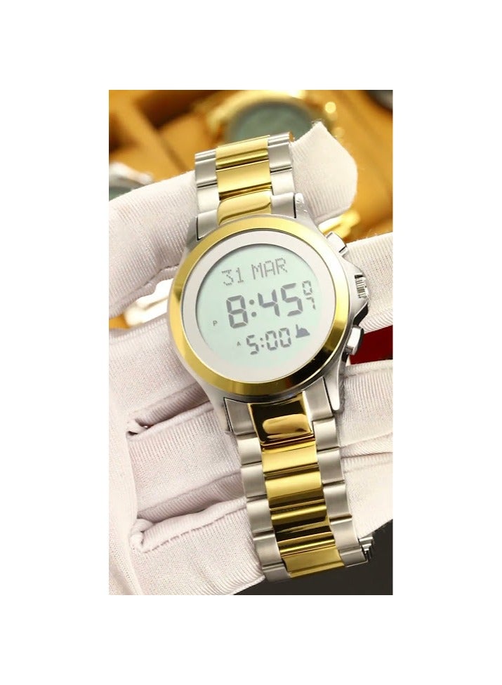 سكمي ساعة SKMEI 2270 فضية وذهبية إسلامية لأوقات الصلاة وتذكير الأذان واتجاه القبلة. - Image 3