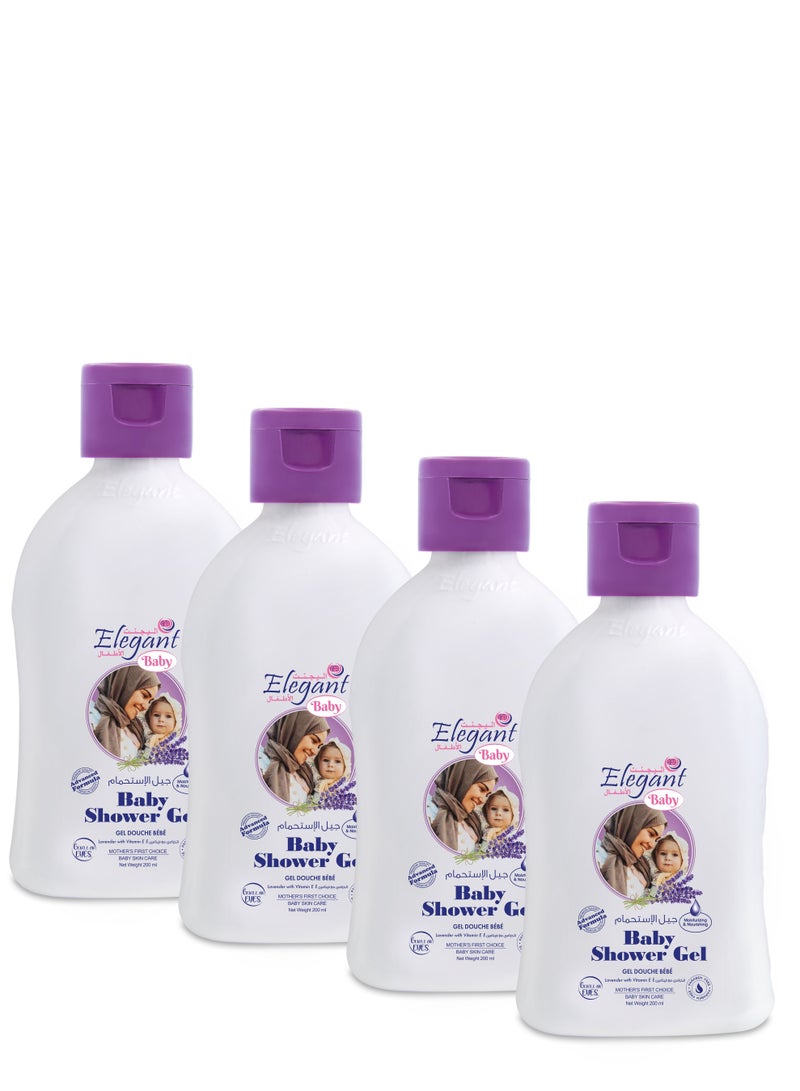 Elegant Elegant Lavender Baby Shower Gel 200ml Pack of 4  - Image 1