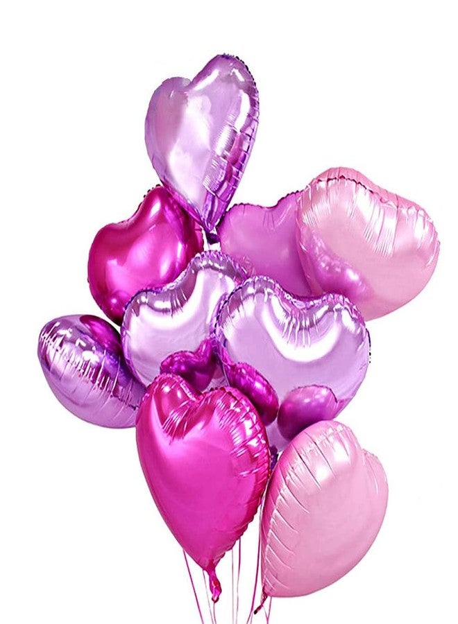 DelightBox 18" Pink Heart Foil Wedding Party Balloons Decorations, 12 pcs - Image 1