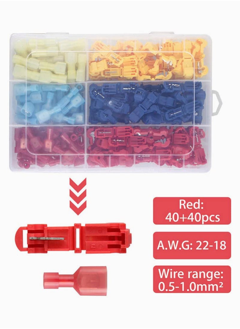 Generic 240PCS T-Tap Wire Connectors, Self-Stripping Quick Splice Electrical Wire Terminals, Insulated Male Quick Disconnect Spade Terminals Assortment Kit with Storage Case  - Image 4