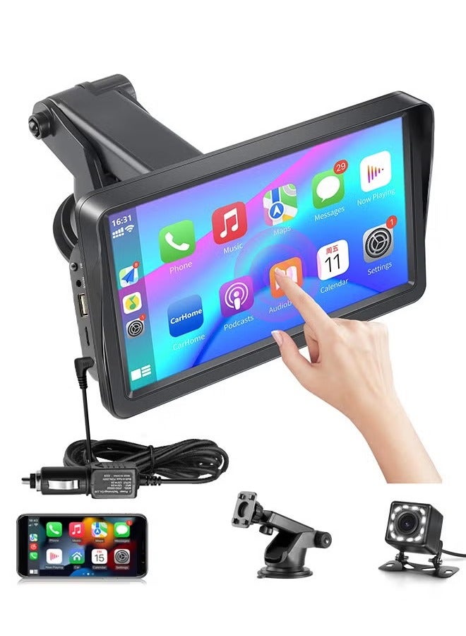 XiuWoo CarPlay & Android Auto 7-Inch Car Stereo MP5 Player with Sunshade – Bluetooth 5.1, FM Radio, USB & TF Card, Rear Camera Support – Easy Plug & Play for SUV & Sedan - Image 1